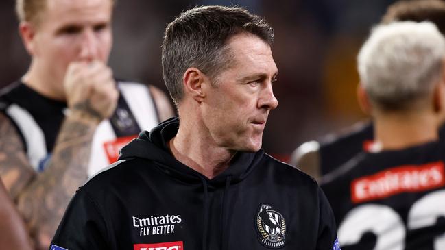 ADELAIDE, AUSTRALIA - APRIL 07: Craig McRae, Senior Coach of the Magpies looks on during the 2024 AFL Round 04 match between the Collingwood Magpies and the Hawthorn Hawks at Adelaide Oval on April 07, 2024 in Adelaide, Australia. (Photo by Michael Willson/AFL Photos via Getty Images)