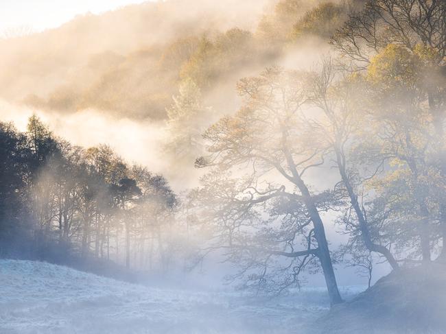 A frosty, misty dawn at River Brathay in the UK’s Lake District National Park, displays a stunning contrast of cold blues and warm sunrise hues. Picture: Drew Buckley/IGPOTY