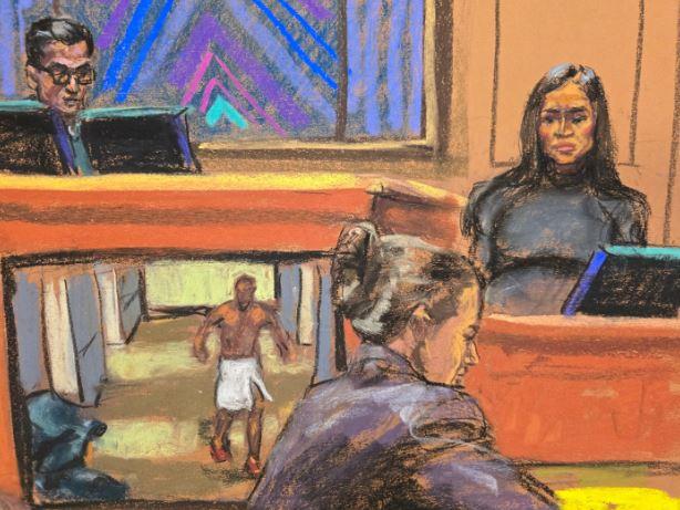 Cassie Ventura on the stand in a courtroom sketch of the sex-trafficking trial of hip-hop entrepreneur Sean Combs. Photo: jane rosenberg/Reuters
