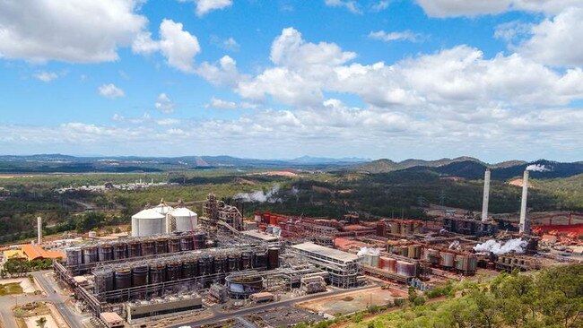 Rio Tinto's Yarwun alumina refinery in Queensland. The miner has called for large wind and solar plants to supply power to its plants through the Queensland grid by 2030. Picture: Supplied.