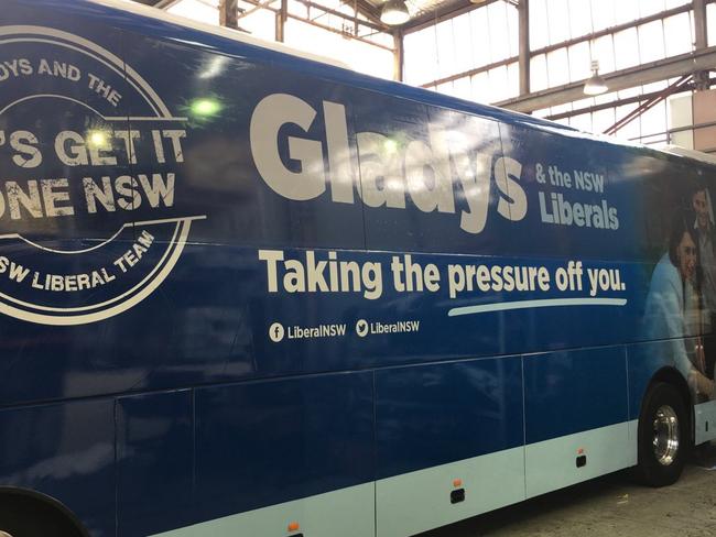 Gladys Berejiklian’s election bus. Picture: Supplied