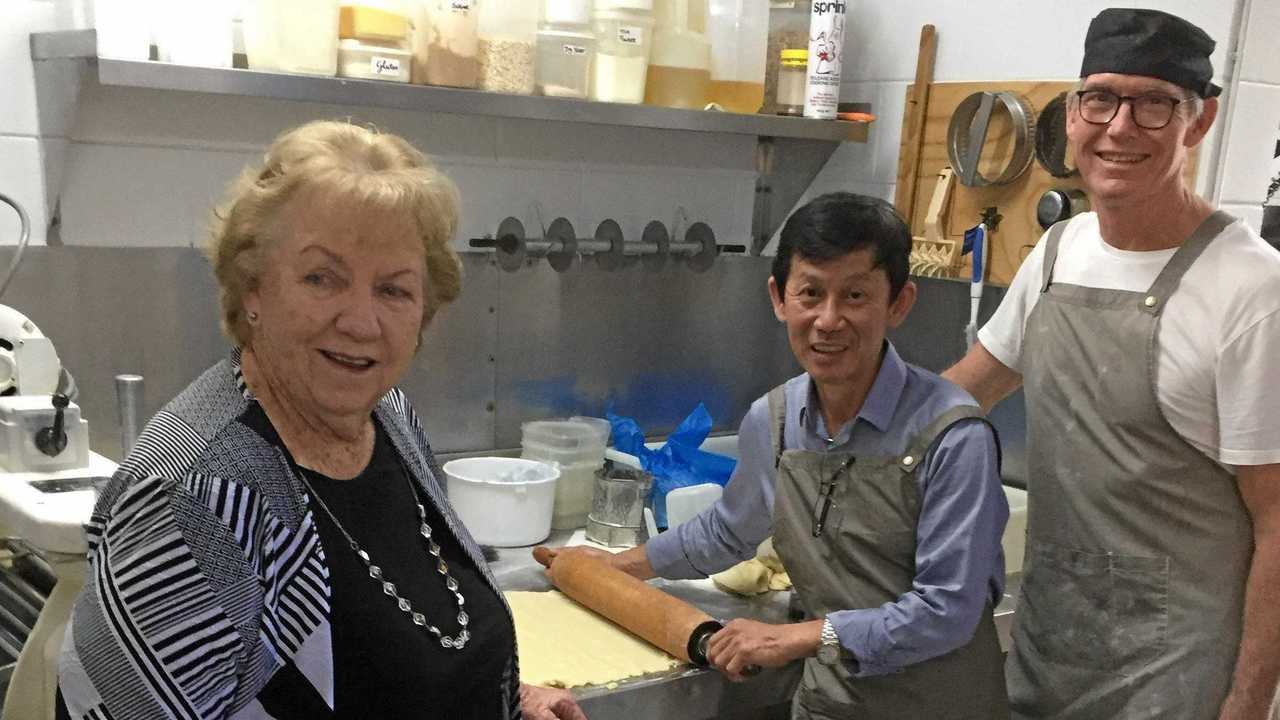 REUNION: Merle Jochhiem says she remembers Thanh as a "weak and skinny” 17-year-old boy when he first came to work in the family's famous pie shop. Picture: Stephen Darwen