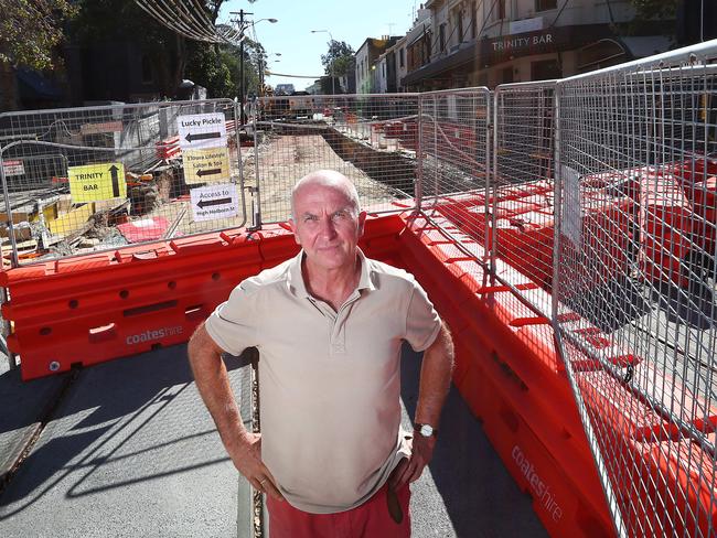 Steve Kulak, owner at TITLE books and music store on Crown street in Surry Hills, has been impacted by the construction of the Light Rail. Picture: John Feder