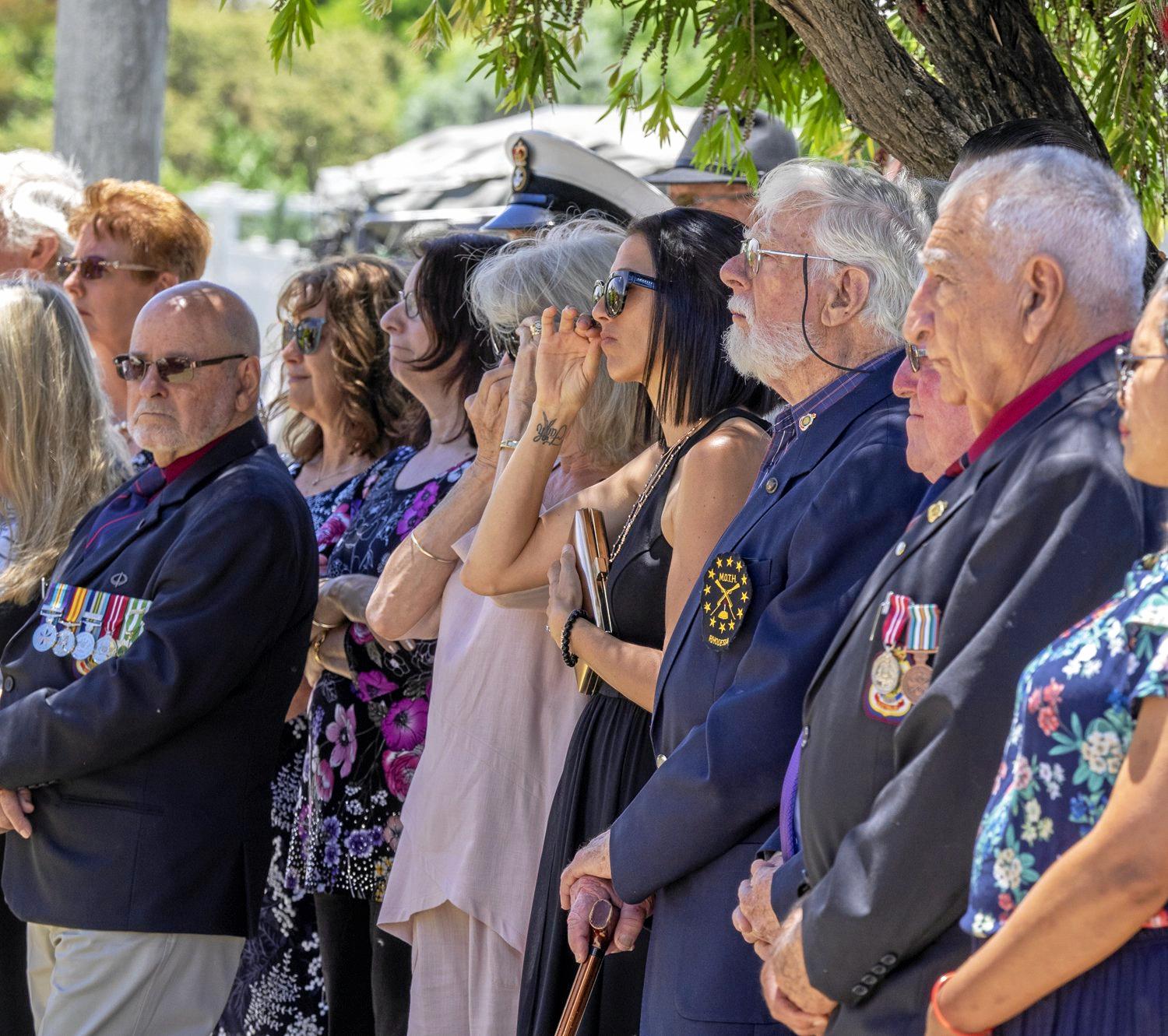 A crowd gathers outside the newly named Lena White House. Picture: Glenda Riley