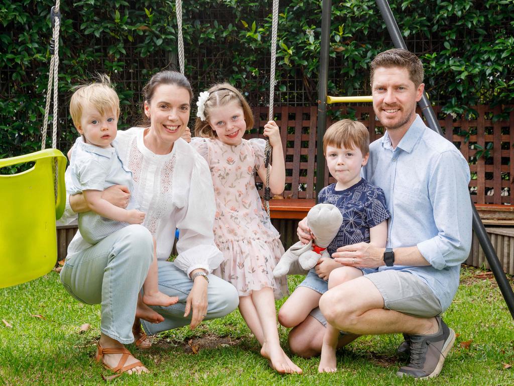 The Buchelin family in their backyard of their home in Austinmer, near Wollongong. Picture: Max Mason-Hubers