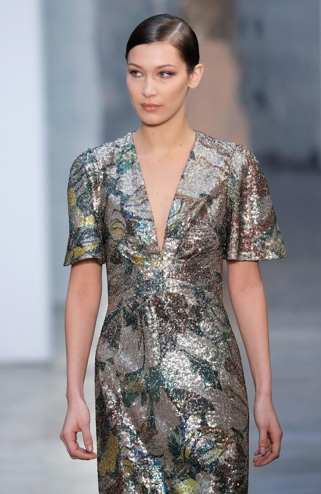 Bella Hadid walks the runway for the Carolina Herrera collection during, New York Fashion Week: The Shows on February 13, 2017 in New York City. Picture: AFP