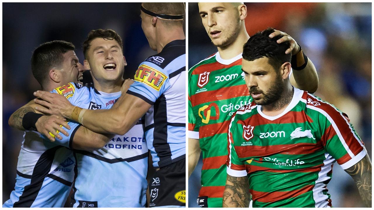 The Sharks are looking like a title threat, while the Rabbitohs face a ladder slide.