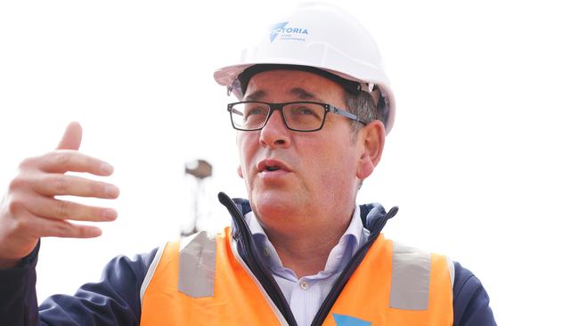 MELBOURNE, AUSTRALIA - NewsWire Photos 13  APRIL 2023: Photo of Premier, Daniel Andrews, giving a press conference at the Glenhuntly level crossing removal site.Picture: NCA NewsWire / Luis Ascui