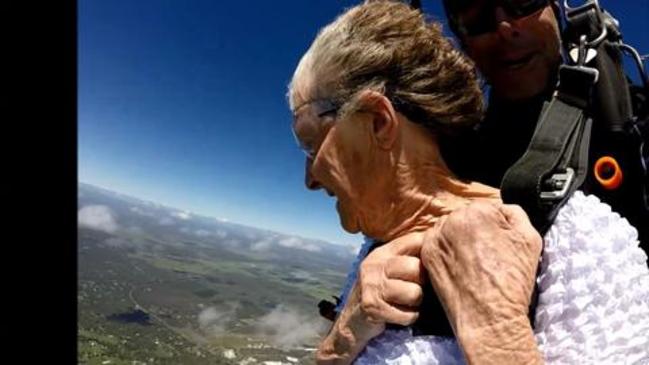 Maryborough granny skydives for her 90th birthday