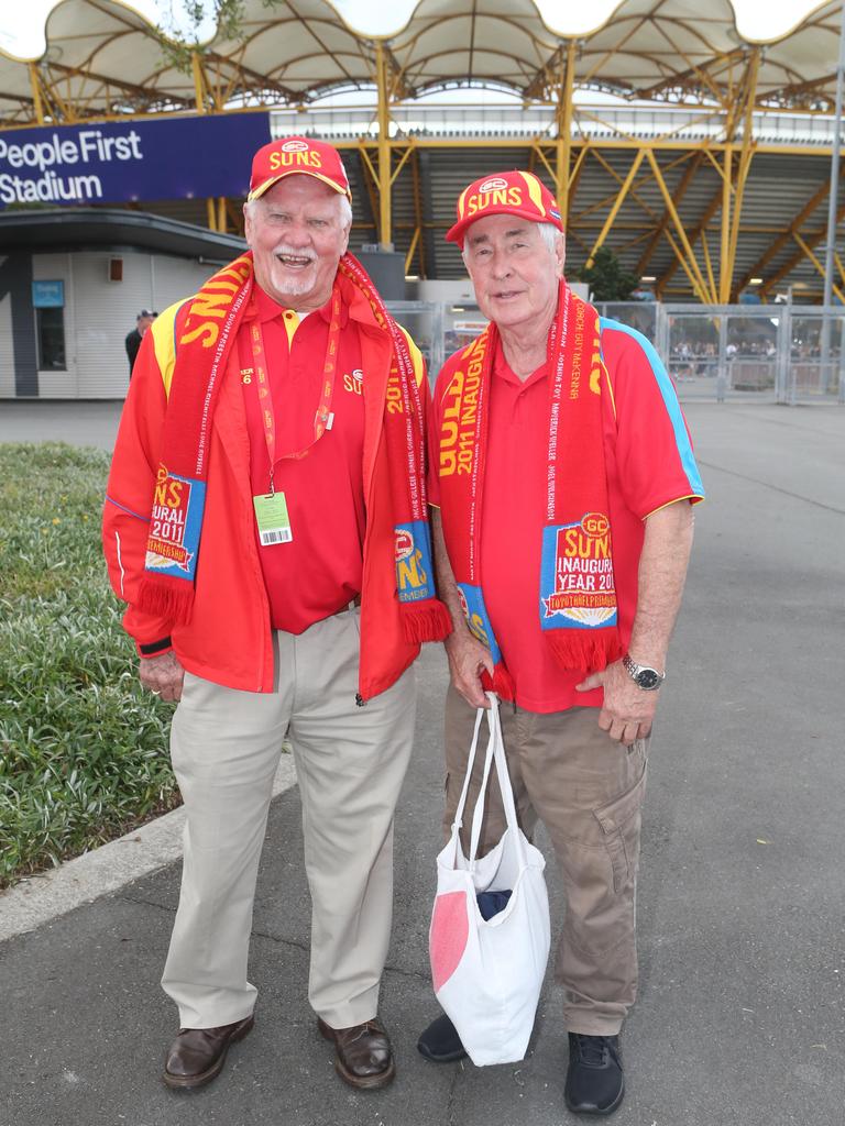 Gold Coast Suns vs. Collingwood. Leo Nestor and Peter Trembath. 29 June 2024 Carrara Picture by Richard Gosling