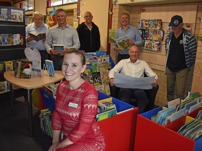 Evans Head library to get a $900,000 upgrade and at the announcement were Casino librarian Ngarie Macquuen (in front) and behind, Richmond Valley deputy mayor Steve Morrisey, head of regional libraries Gary Ellem, Councillor Daniel Simpson, Member for Clarence Chris Gulaptis, mayor Robert Mustow and Councillor Robert Hayes.