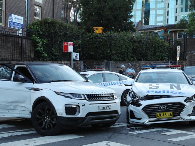 Rhys Evans was arrested in Chatswood after this wild chase ended in a collision. Picture John Grainger