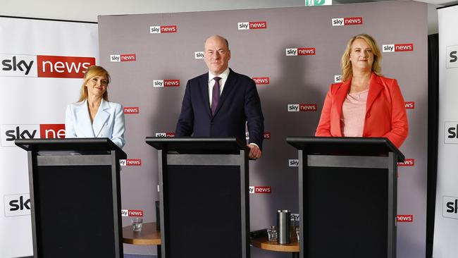 The three candidates battling for the seat of North Sydney. Picture: Richard Dobson