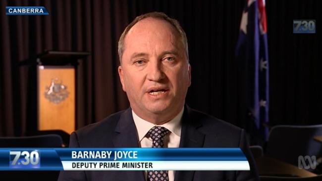 Barnaby Joyce refused to say anything about his personal life on 7.30, other than he wanted it to remain private. (Pic: ABC)