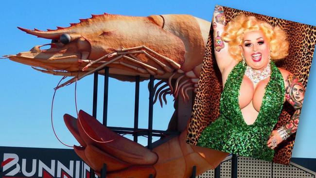 Ballina born drag queen Maxi Shield paid homage to the famous big prawn.