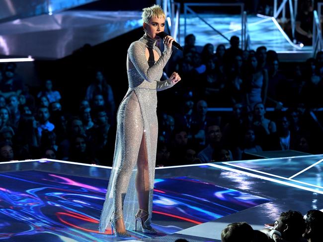 Katy Perry speaks onstage during the 2017 MTV Video Music Awards at The Forum on August 27, 2017 in Inglewood, California. Picture: Getty