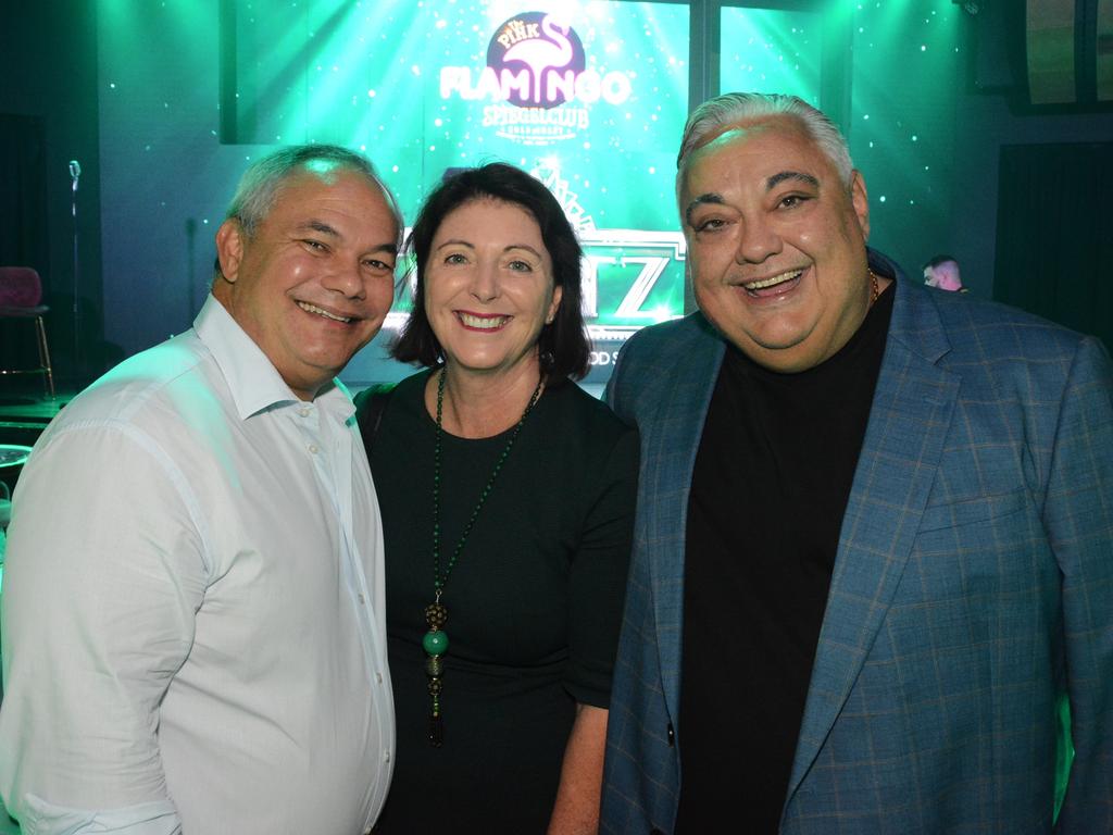 Mayor Tom Tate and Mayoress Ruth Tate, Tony Rigas at opening of Glitz at Pink Flamingo, Broadbeach. Pic: Regina King