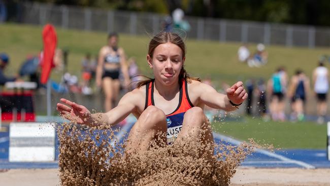 Temora’s Grace Krause claimed the long jump and triple jump double in the U17 age group. Pic: Julian Andrews.