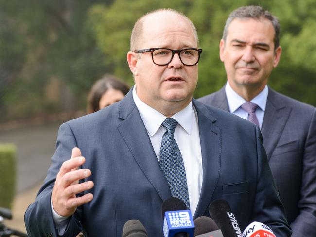 Rodney Harrex SA Tourism CEO and Premier Steven Marshall launches the Great State voucher scheme round 3, Tuesday March 16, 2021. Picture: Brenton Edwards