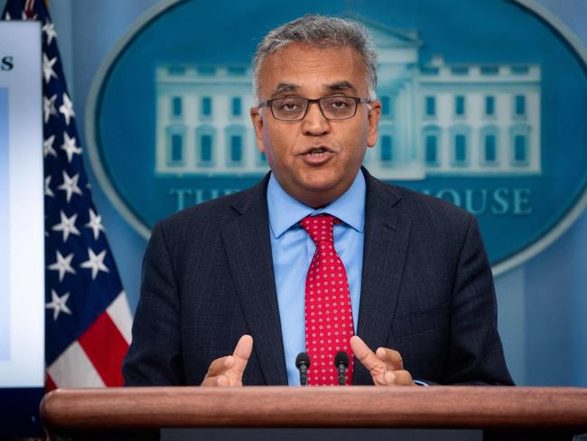 Dr. Ashish Jha, White House Coronavirus Response Coordinator, speaks during a press briefing in the James S Brady Press Briefing Room at the White House in Washington, DC, on April 26, 2022. (Photo by SAUL LOEB / AFP)