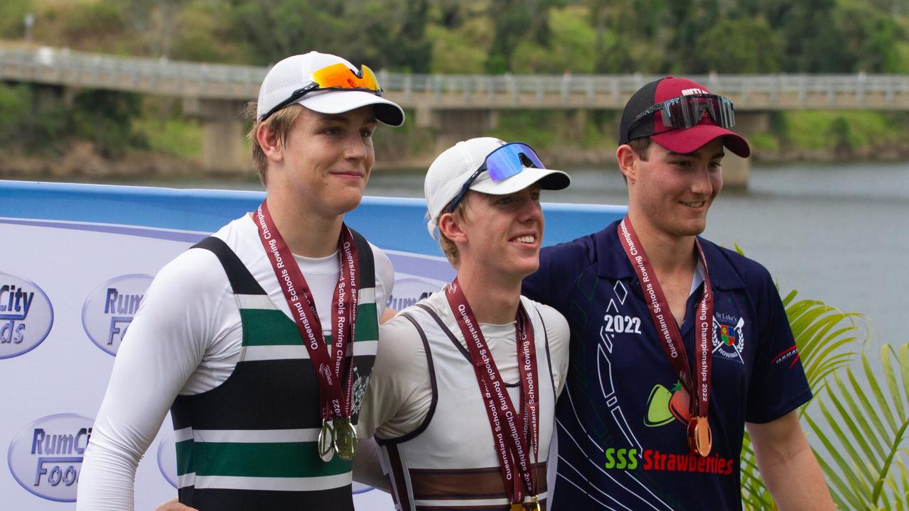 Bundaberg boy Sam Klotz (far right) placed third in the Open Boys Singles Championships for Year 12.