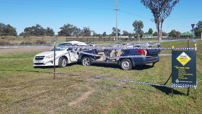 Staged crash in Roma, using a Subaru Impreza with was recently involved in a collision with a train.