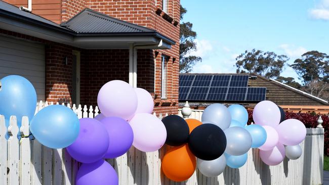 Balloons line the streets of Tahmoor as the funeral for victim of Buxton crash Lily Maria Joy Van De Putte takes place in Tahmoor on September 16. Picture: BACKGRID via NCA NewsWire