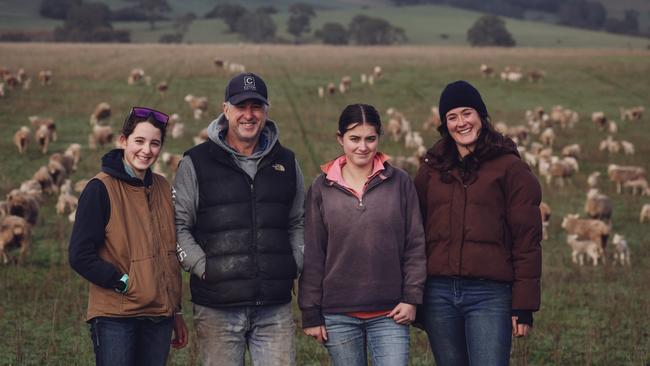 Camilla, Andrew and Arabella Edgar and assistant manager Georgie Lawrence at Nareen in Victoria.