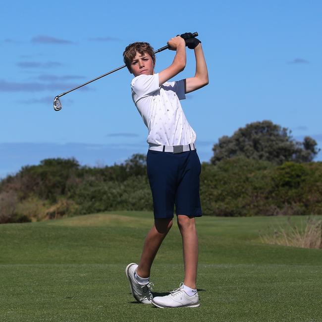 14-year-old Lennox Cleary, cousin of Panthers star Nathan, is a budding golfer. Picture: Gaye Gerard