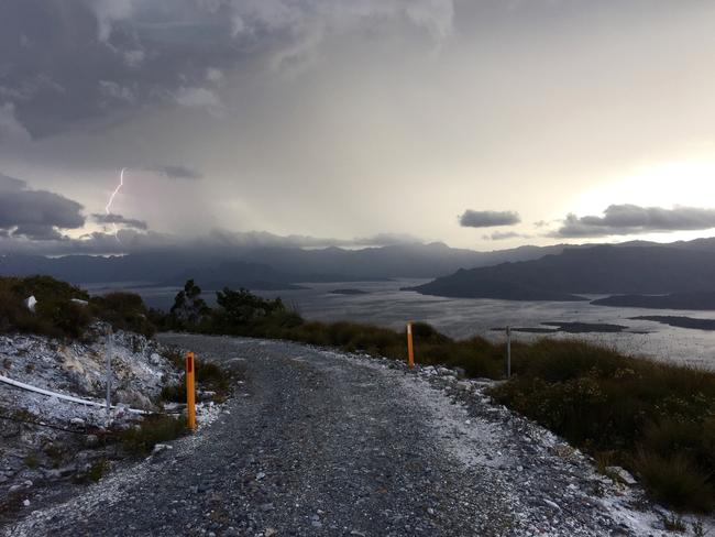 Lightning over Lake Pedder. SUPPLIED: Lorenz Schlenner