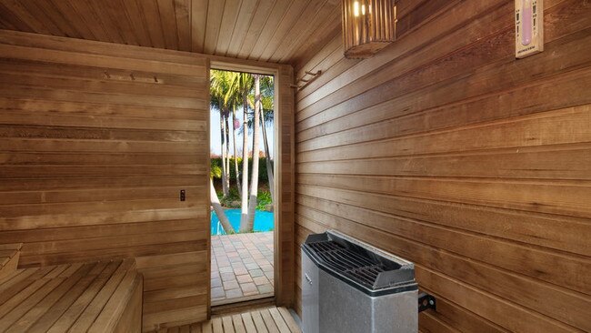 The main bathroom also has an adjoining sauna by the pool.