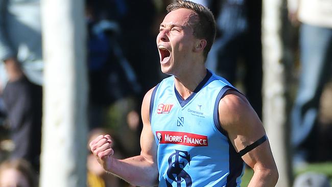 Former Sturt champion Mark Evans kicked five majors for the Kings on Saturday. Picture: Stephen Laffer