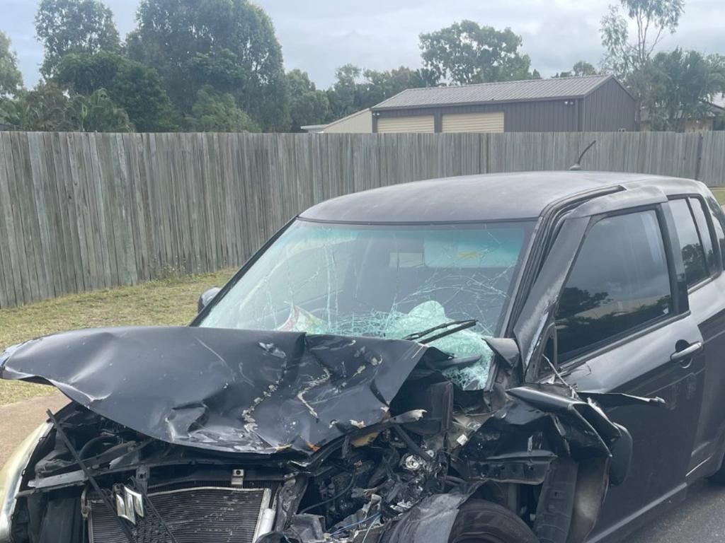 Photos of a wrecked Suzuki which crashed into a media vehicle during an intense week in the Moore Park neighbourhood where Sophia Rose was allegedly killed by her mother.