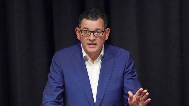 Victorian Premier Daniel Andrews speaks to the media during a press conference yesterday. Picture: AAP