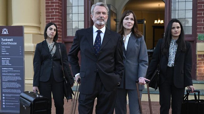 Neill with fellow lead Frances O’Connor (centre) on Season 2 of The Twelve. Picture: Binge