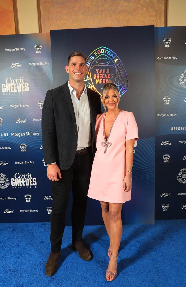 Tom Hawkins and wife Emma. Picture: Mark Wilson