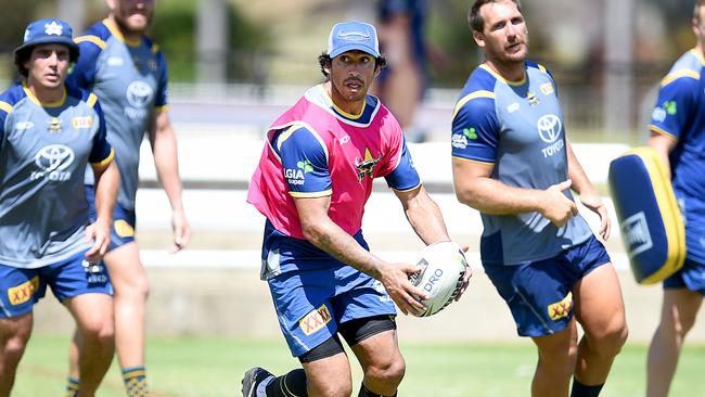 Johnathan Thurston back in pre-season training for the Cowboys. Picture: Alix Sweeney