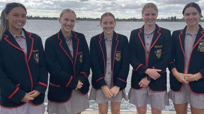 Ballarat Clarendon College's girls' first crew. Picture: Shane Jones