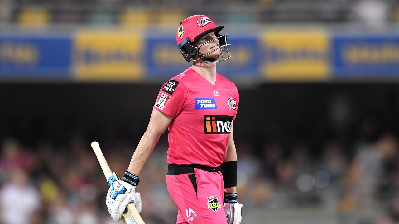 BRISBANE, AUSTRALIA - JANUARY 23: Steve Smith of the Sixers walks off the field after being dismissed during the Big Bash League match between the Brisbane Heat and the Sydney Sixers at The Gabba on January 23, 2020 in Brisbane, Australia. (Photo by Albert Perez/Getty Images)