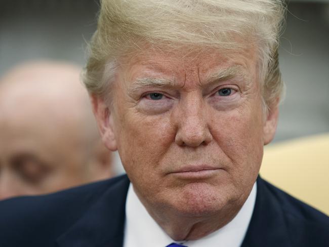 President Donald Trump listens during a meeting with Uzbek President Shavkat Mirziyoyev in the Oval Office of the White House, Wednesday, May 16, 2018, in Washington. (AP Photo/Evan Vucci)