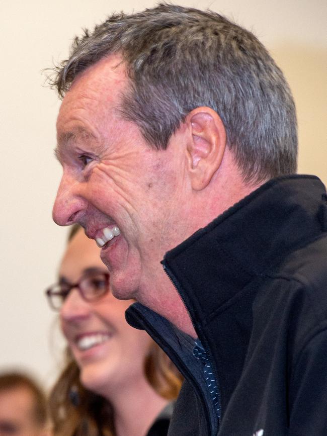 Neale Daniher shares a laugh with the Dees. Picture: Jay Town