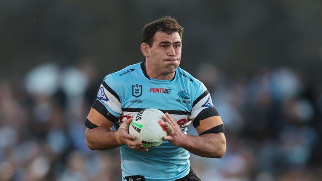 Sharks forward Dale Finucane will bring up 250 NRL games having put his body through so much every time he takes the field. Picture: Mark Metcalfe/Getty Images