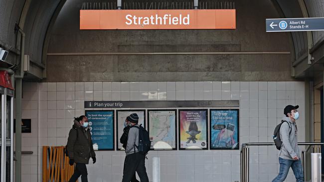 People going in and out of Strathfield station for their morning commute. Picture: NCA NewsWire/Adam Yip