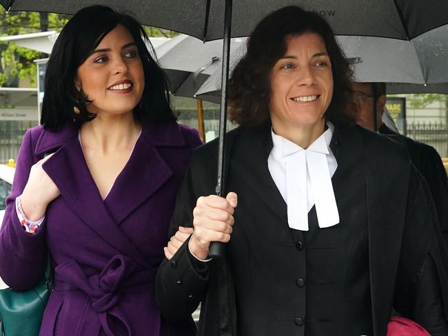 MELBOURNE AUSTRALIA - NewsWire Photos SEPTEMBER 25, 2024: Moira Deeming (left) and her barrister Sue Chrysanthou arrive for a Federal Court hearing.Picture: NewsWire / Luis Enrique Ascui