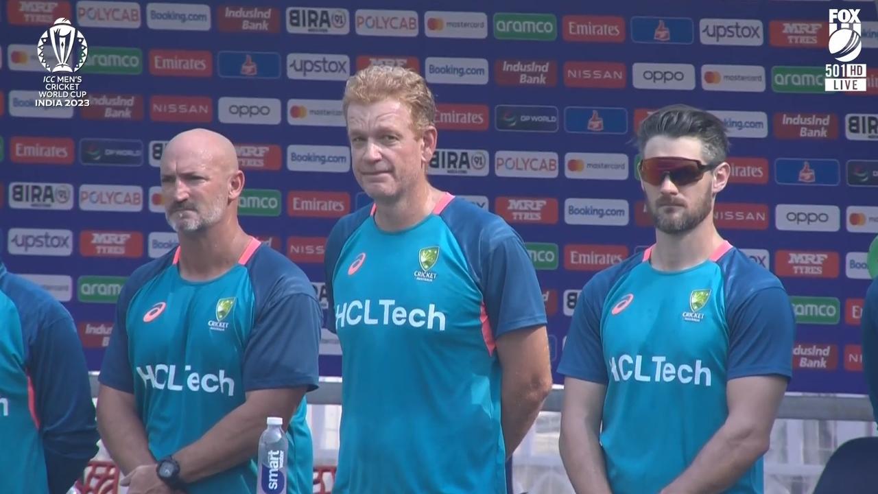 Andrew McDonald and members of the coaching staff didn't sing. Photo: Fox Cricket.