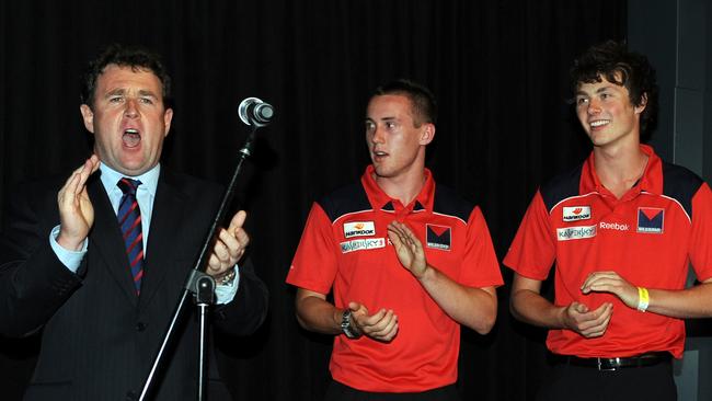 Chris Connolly celebrates at the 2009 draft, where the club snared top picks including Tom Scully after their woeful season. 