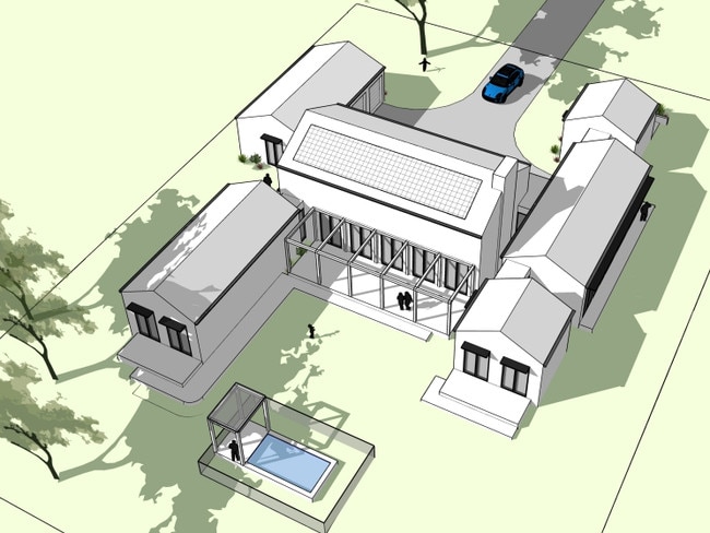 An aerial render of house one in the plans. Picture: Supplied