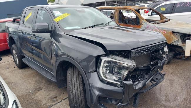 Ezra Mam's damaged Ford Ranger is up for auction in Brisbane.