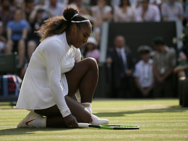 Serena Williams remains one grand slam win away from Margaret Court’s record. Picture: AP