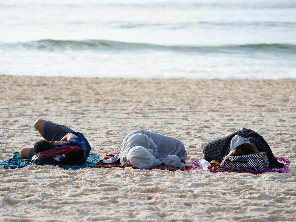 Around 7.30am New Years Day at Bondi Beach. Picture: Monique Harmer